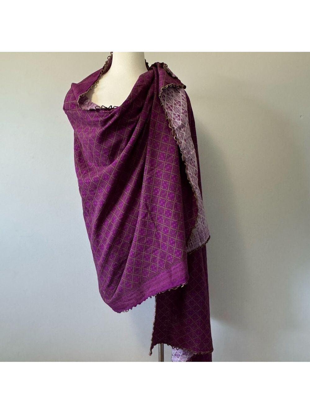 Purple Patterned Shawl  Wrap 90”x36”